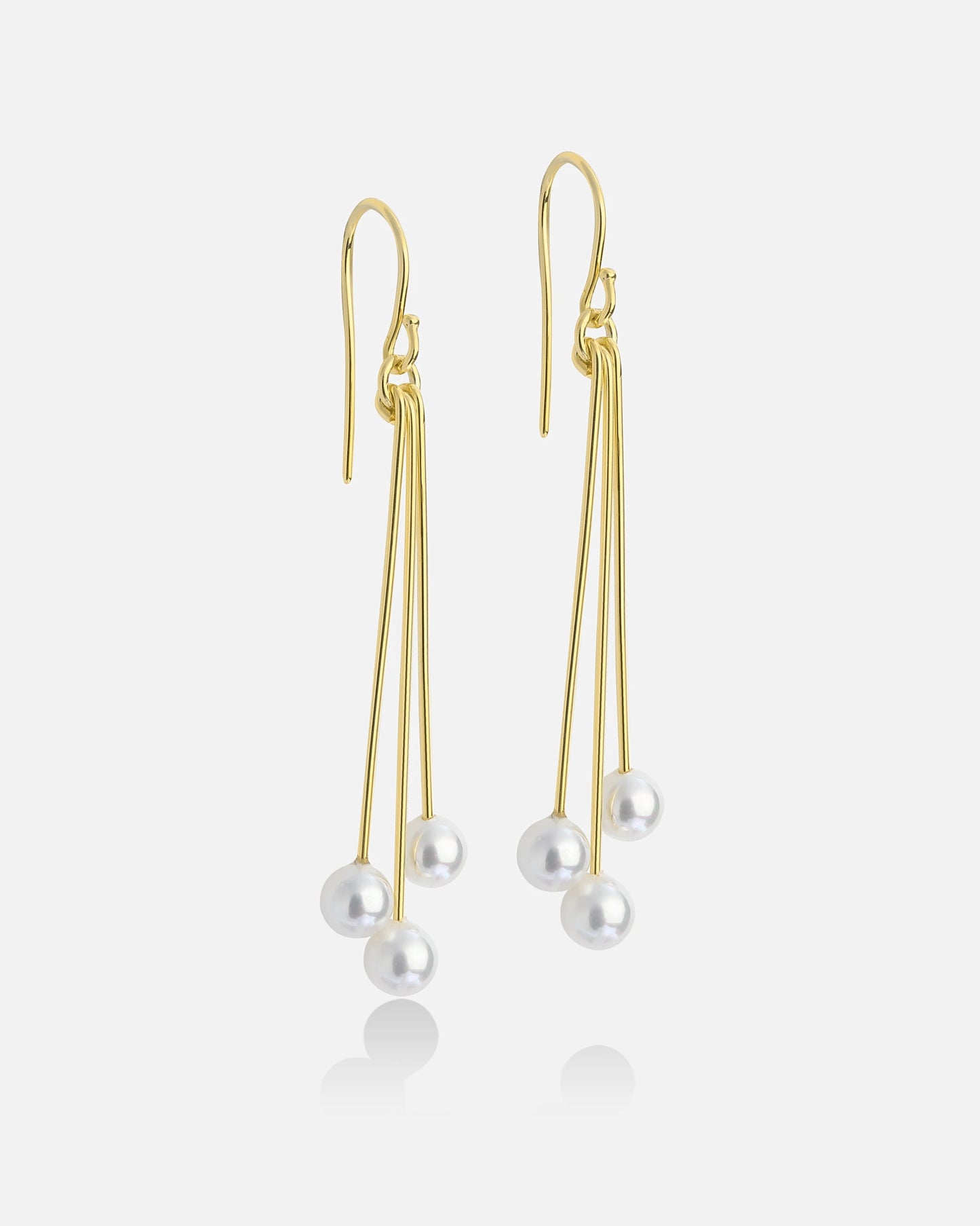 Modern Silver Oval Pearl Cluster Drop Earrings Gold Filled
