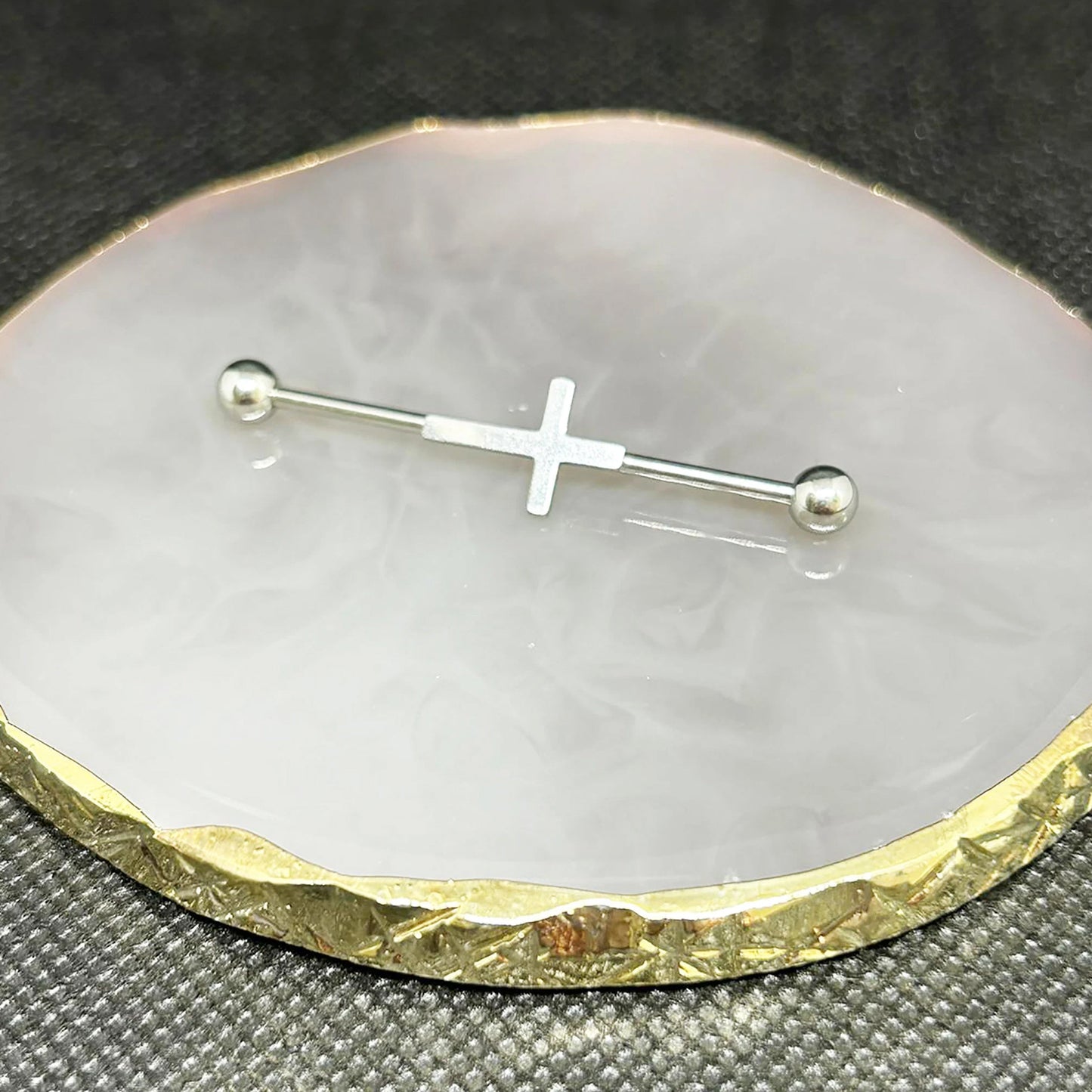 Cross Charm Industrial Piercing Barbell Earring Bars