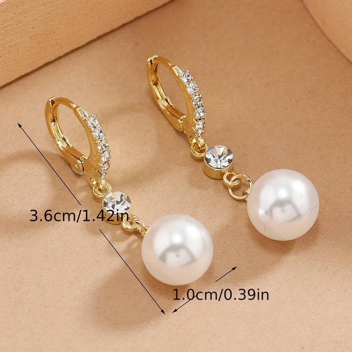 White Long Drop Pearl Earrings With Diamond Details