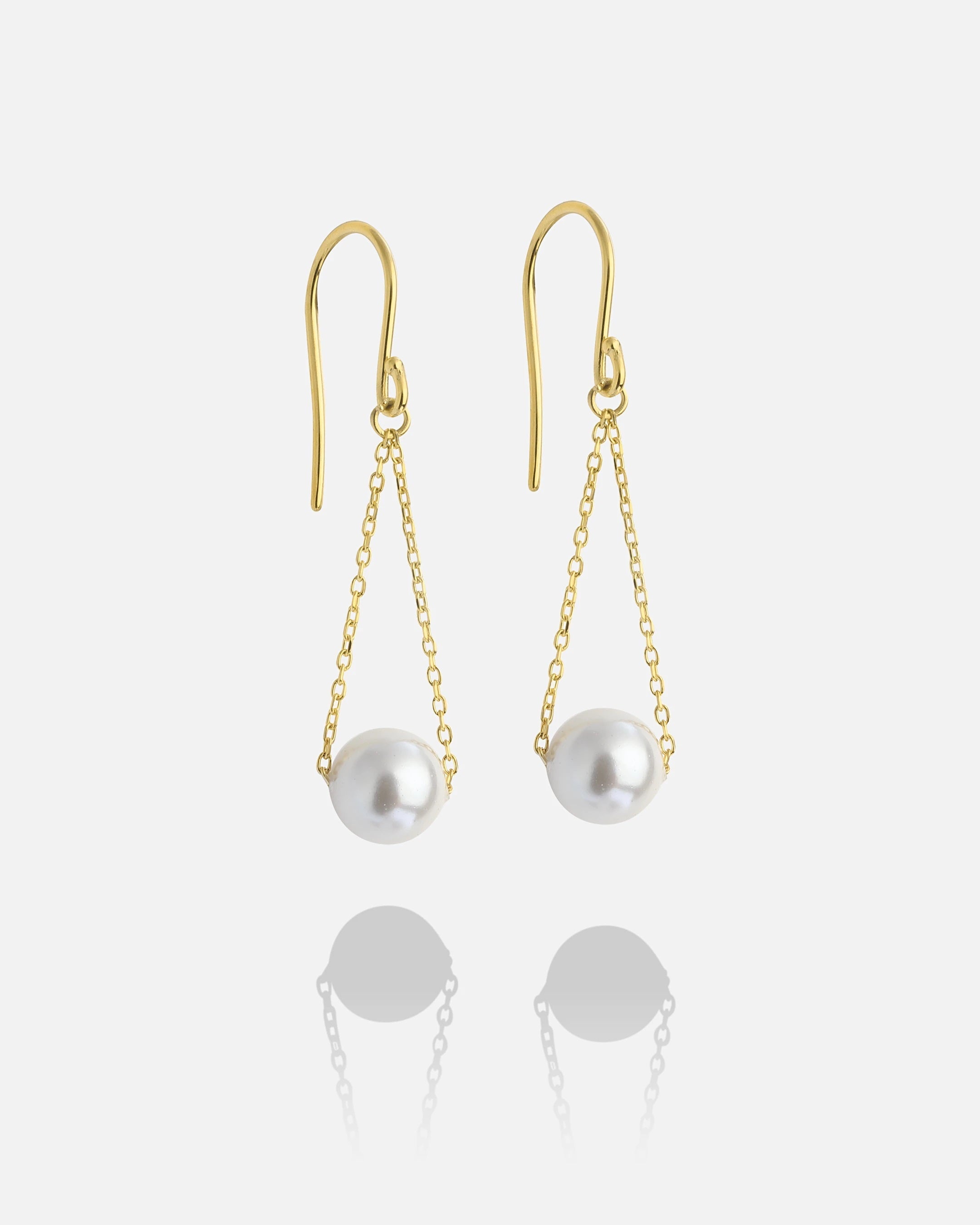 Modern Silver Pearl Drop Earrings Gold Filled