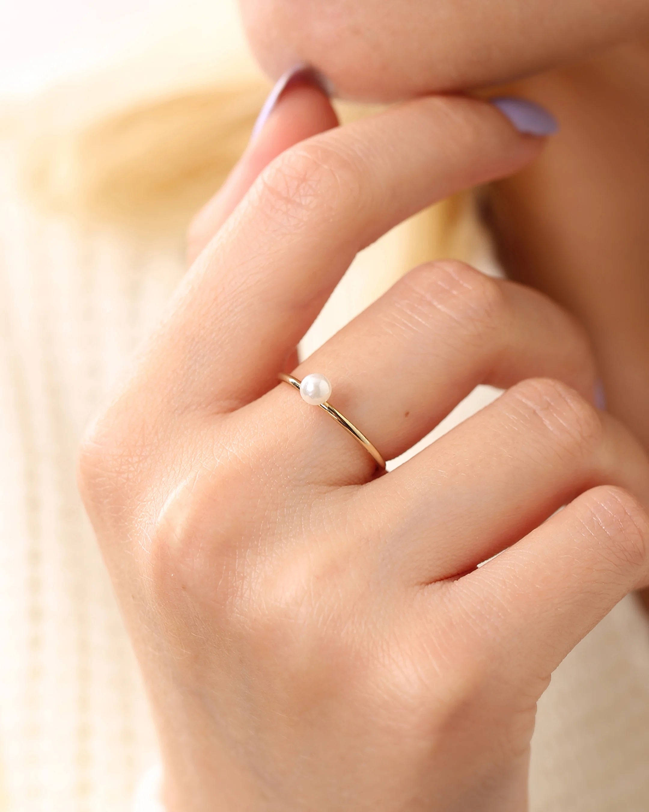 Silver Classic Adjustable Pearl Ring Gold Filled