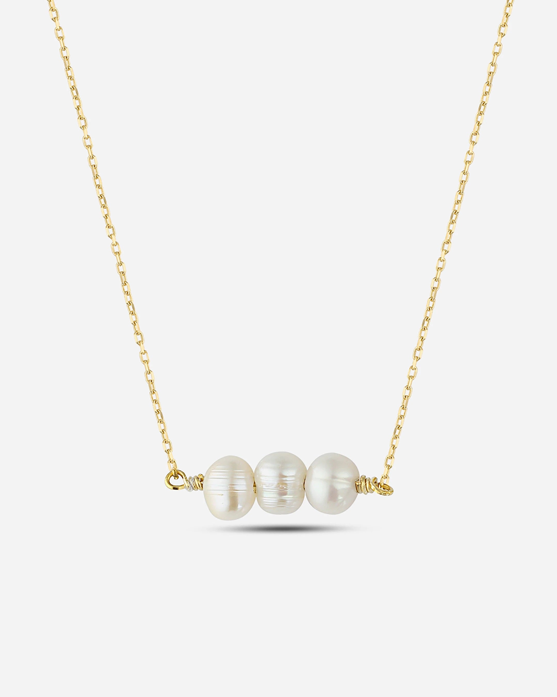Modern Gold Filled Triple Baroque Pearl Necklace