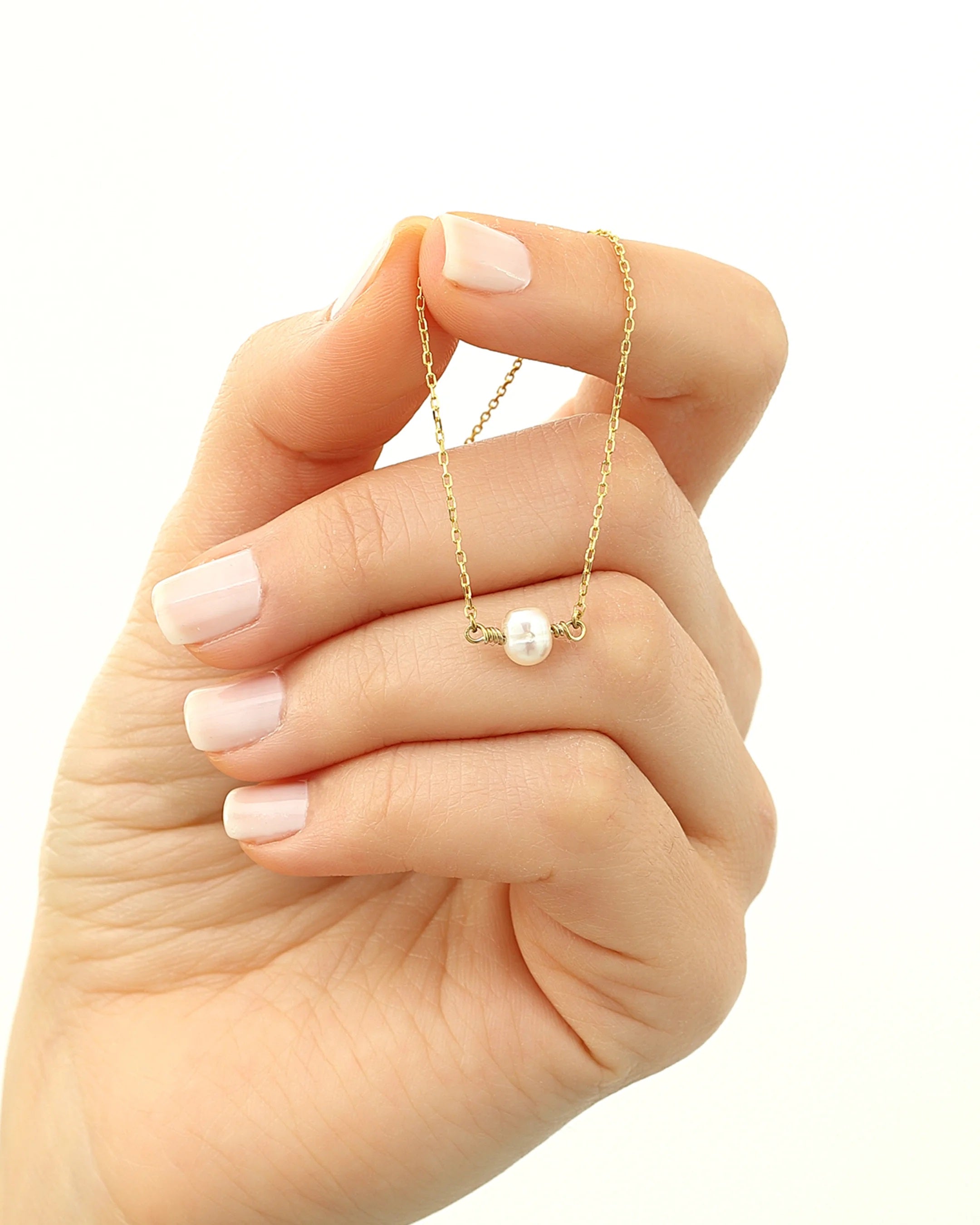 Modern Gold Filled Single Baroque Pearl Necklace