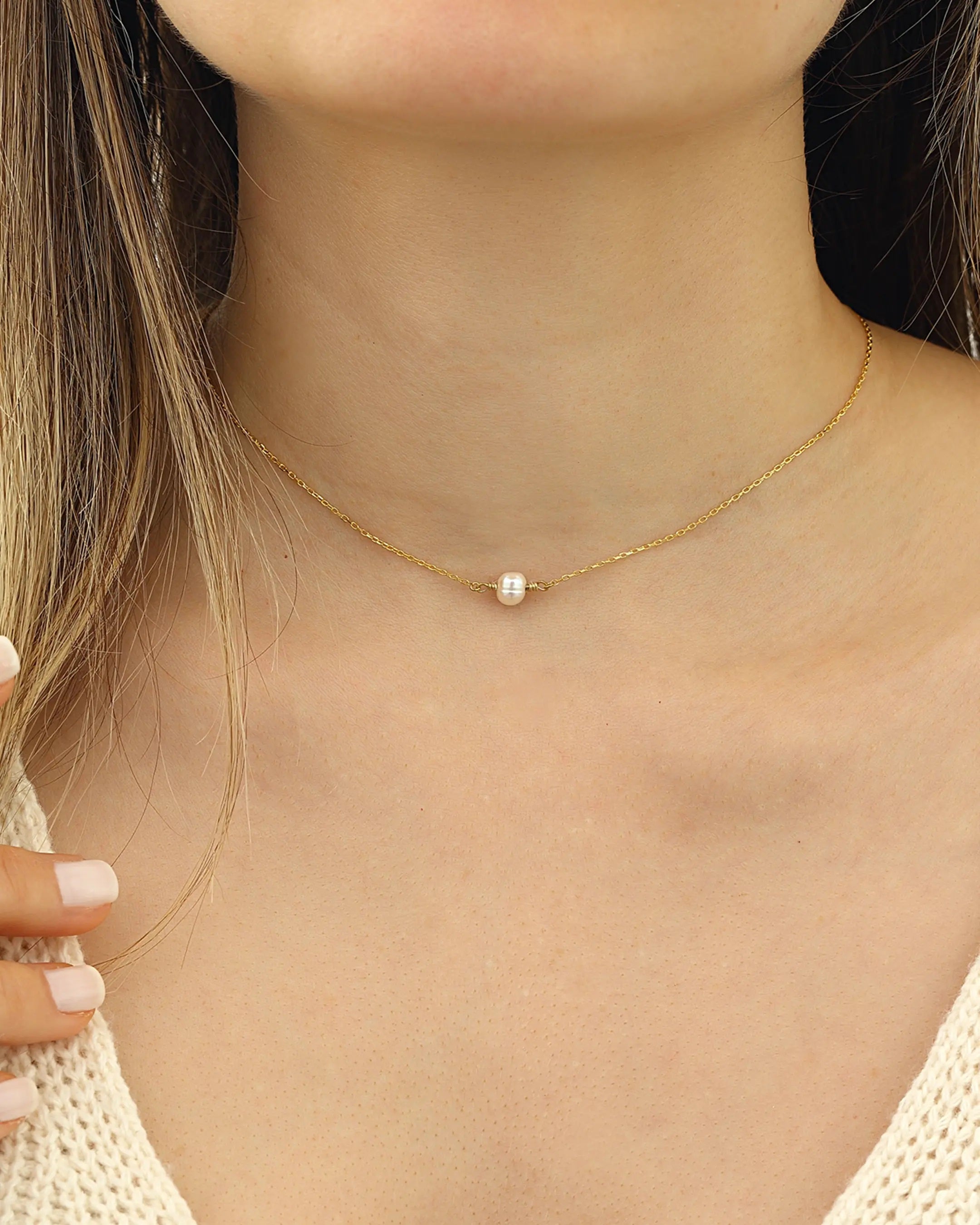 Modern Gold Filled Single Baroque Pearl Necklace