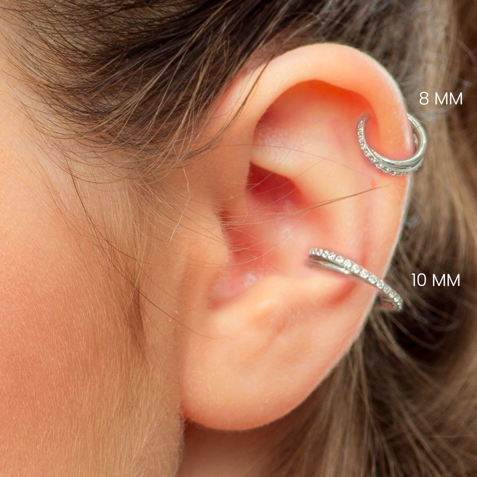 Silver Crystal Twist Conch Piercing