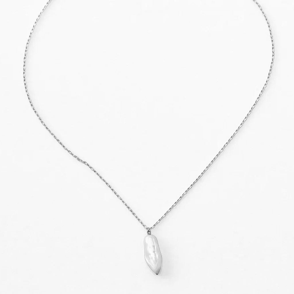 Perla Céleste Silver Pendant Baroque Pearl Drop Necklace