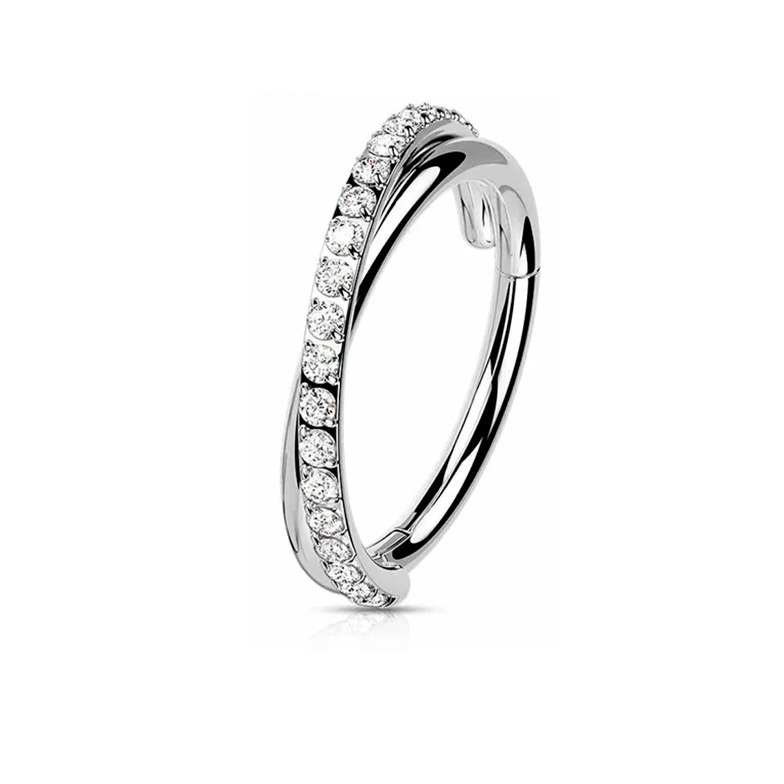 Silver Crystal Twist Conch Piercing