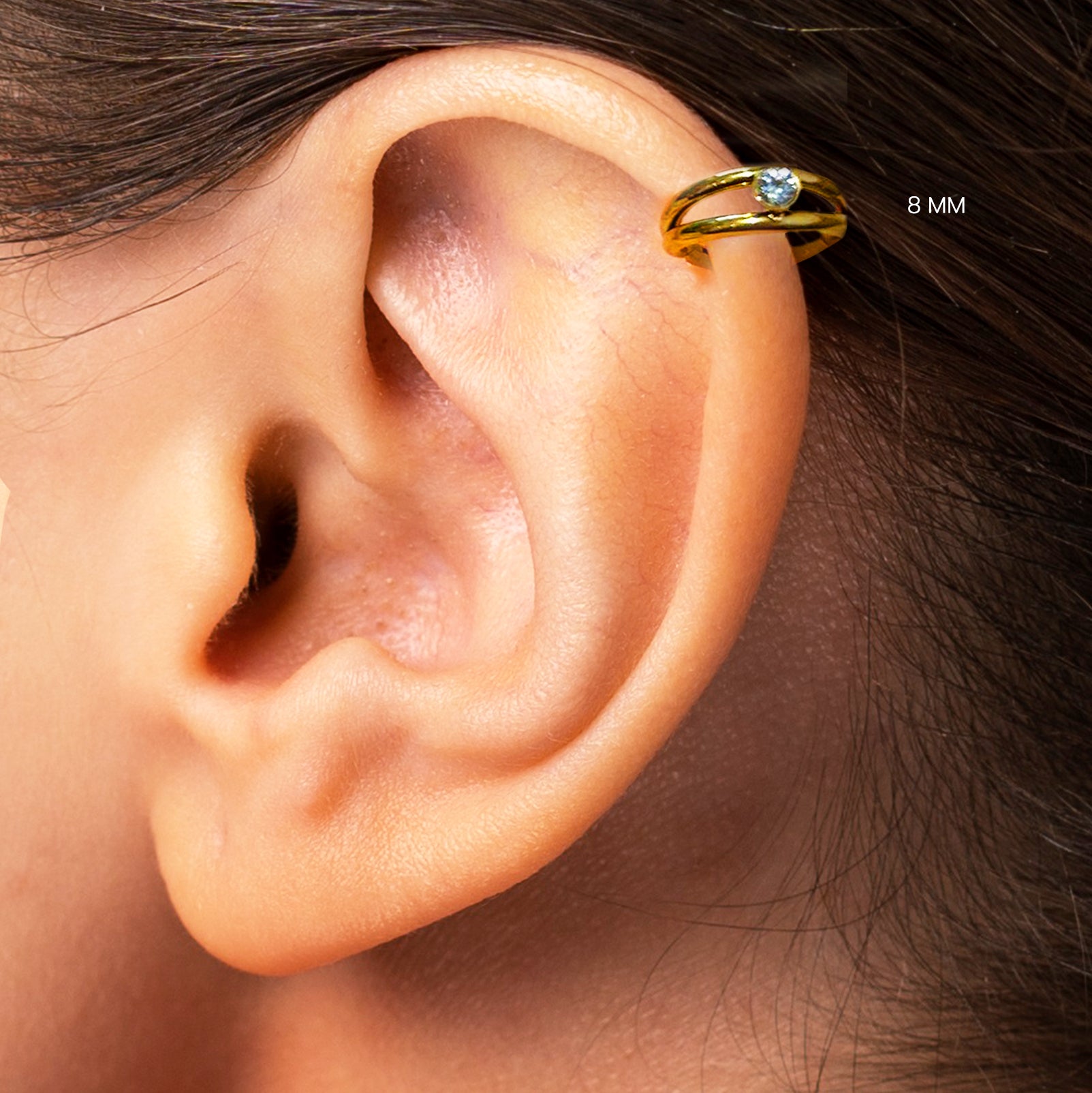 Gold 8mm Double Hoop Helix Piercing