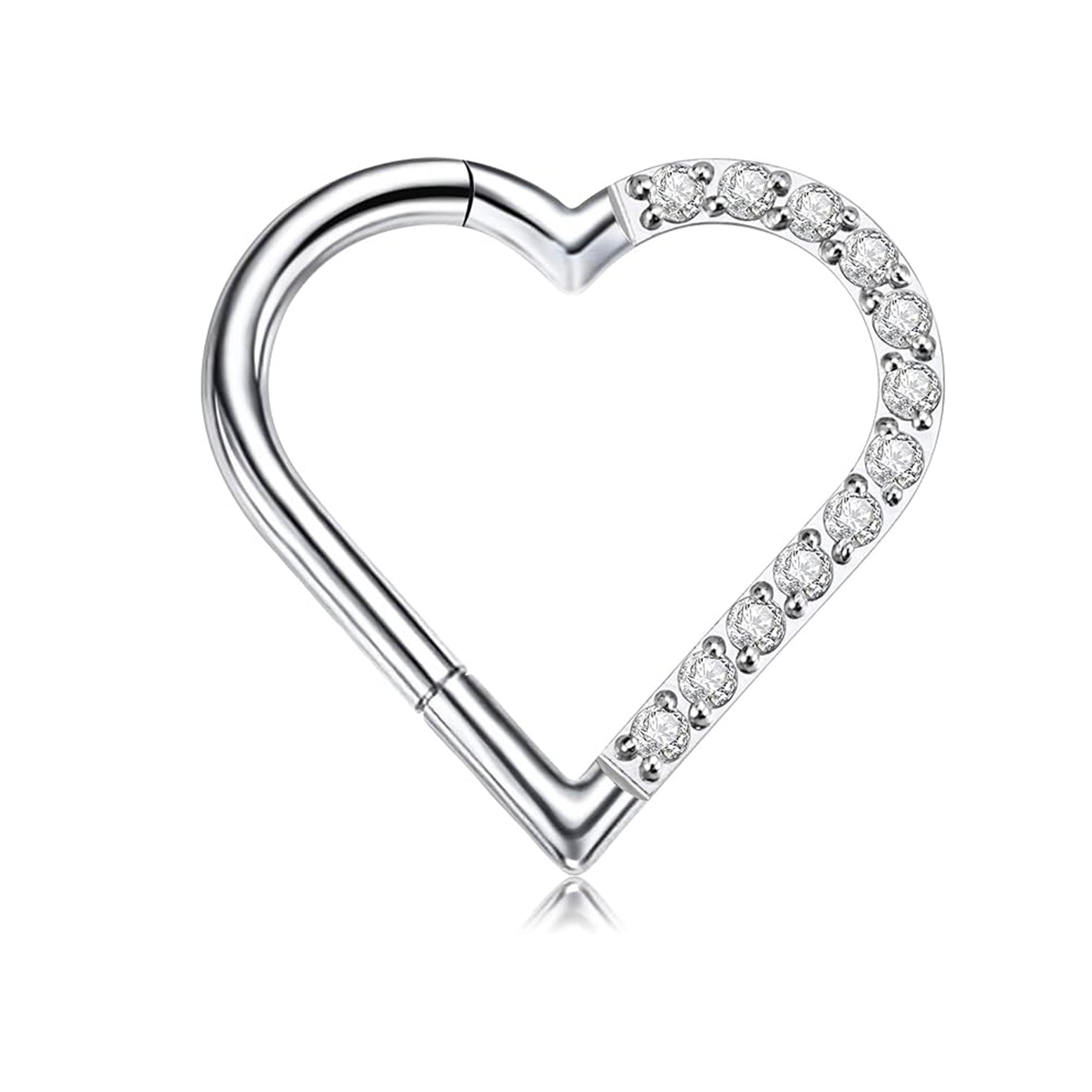 Crystal Heart Clicker Daith Piercing