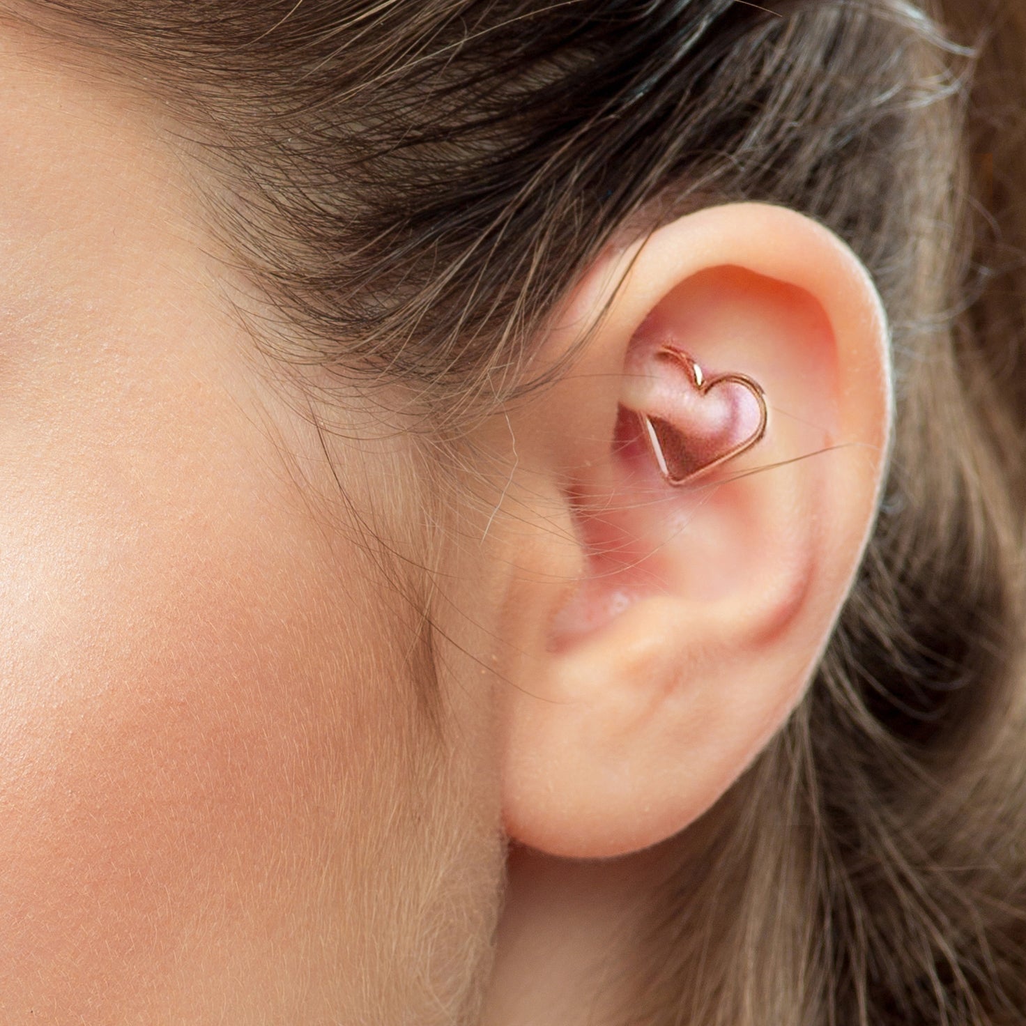 Heart Clicker Rook Piercing and Hoop