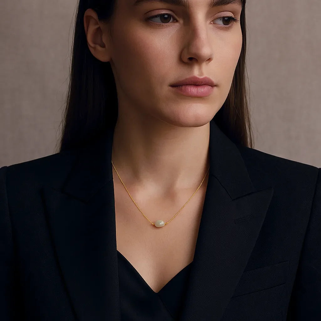 Clara Lux Single Baroque Dainty Pearl Choker Necklace