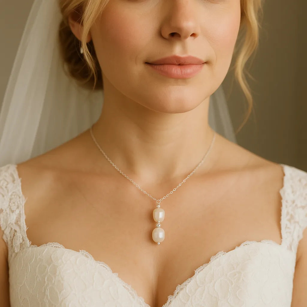 Solea Alba Silver Double Baroque Pearl Choker Necklace