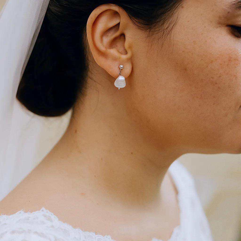 Vita Perlata Silver Stud Drop Earrings