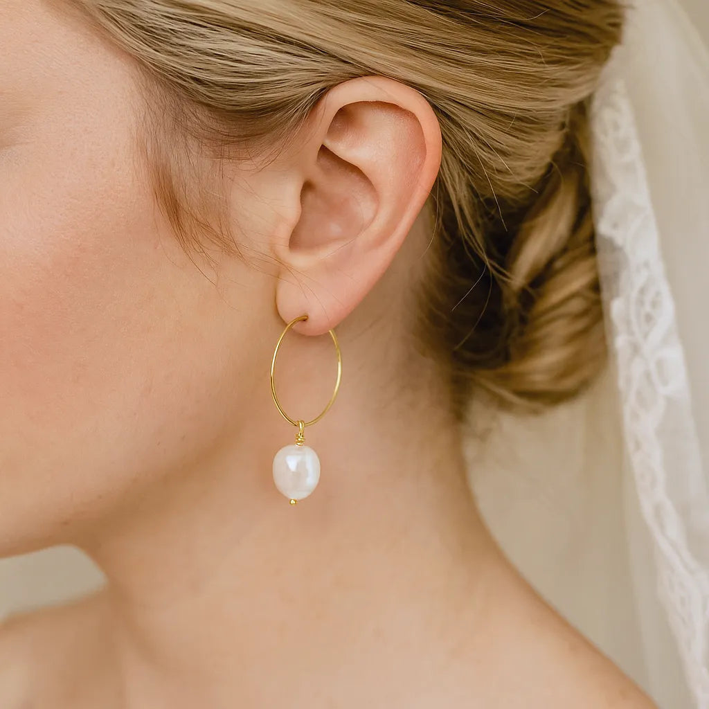 Lys Doré Large Drop Pearl Earrings