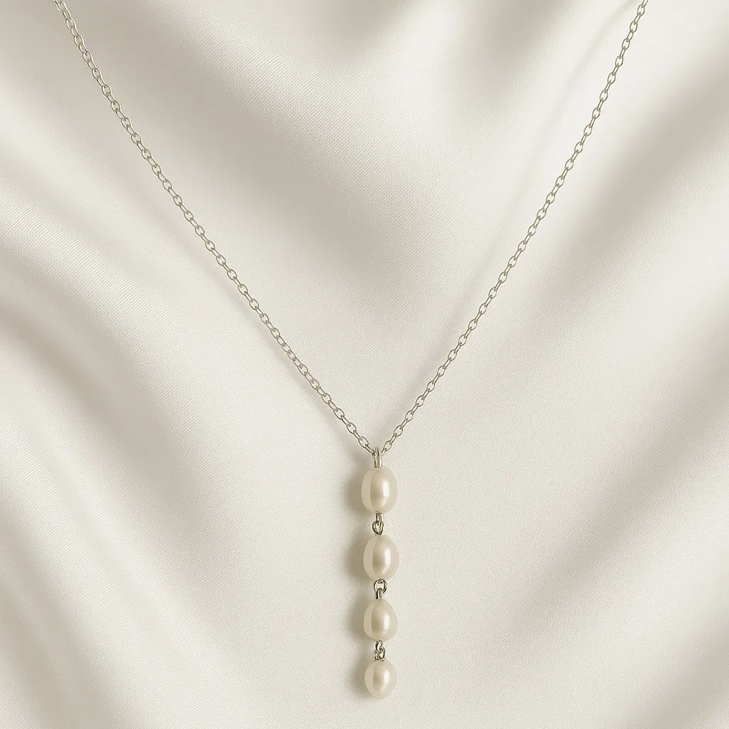 Solea Alba Silver Four Pearl Necklace