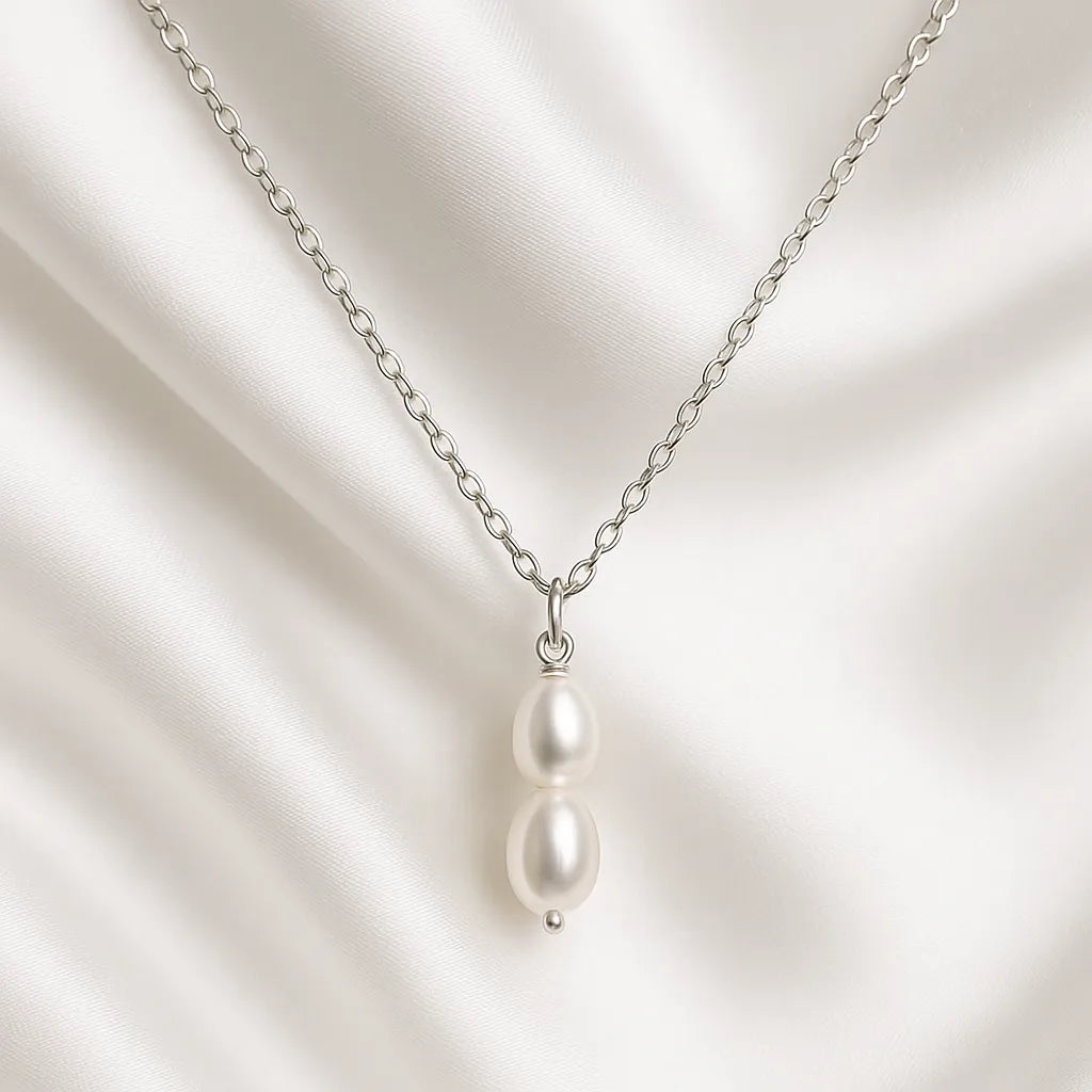 Fleur Céleste Silver Double Baroque Pearl Necklace
