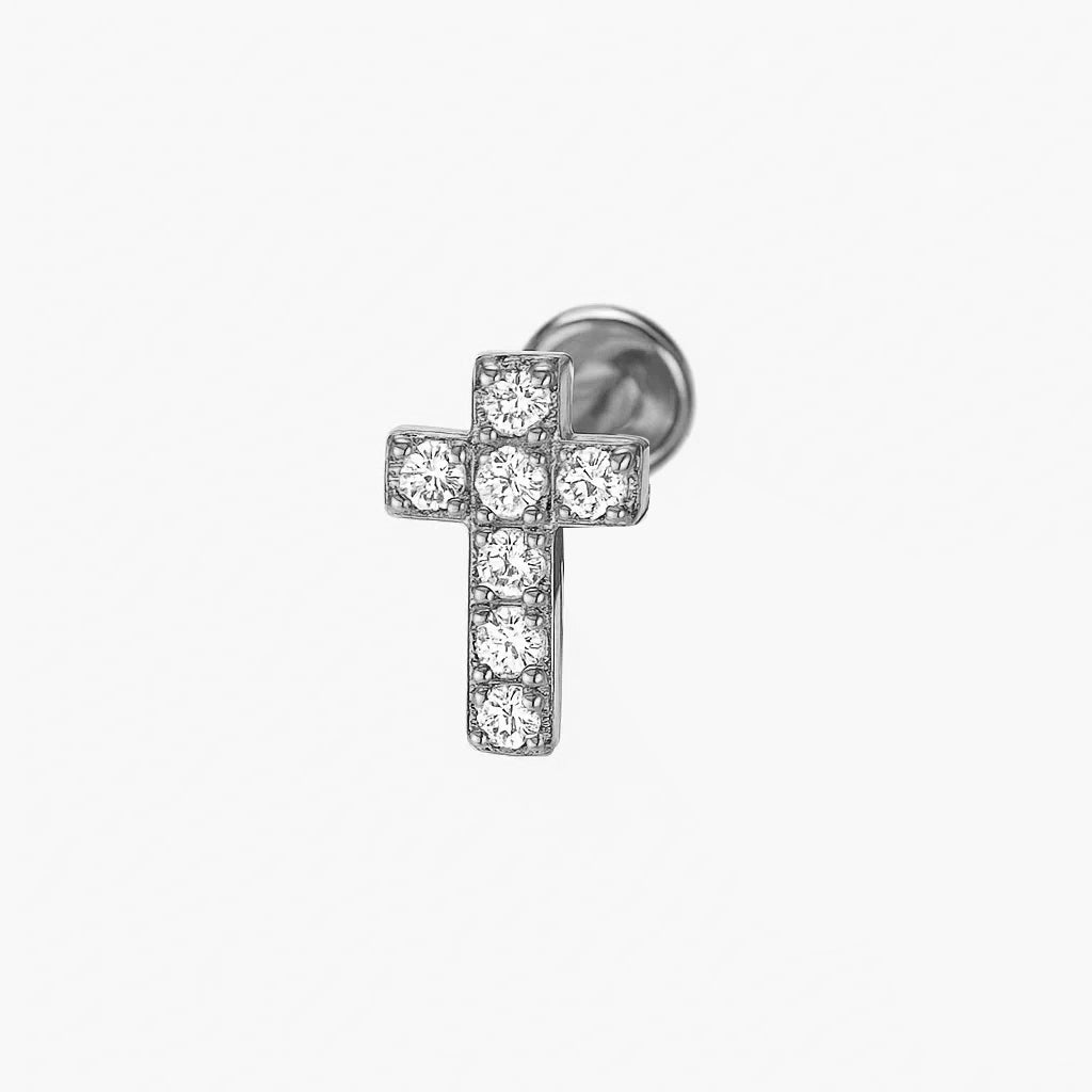 Cross Pendant Titanium Crystal Piercing