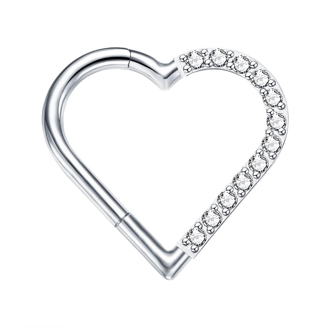 Crystal Clicker Heart Rook Piercing