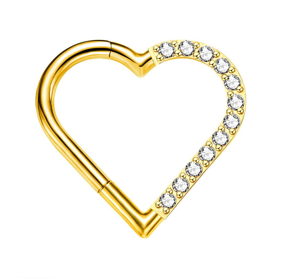 Crystal Clicker Heart Rook Piercing