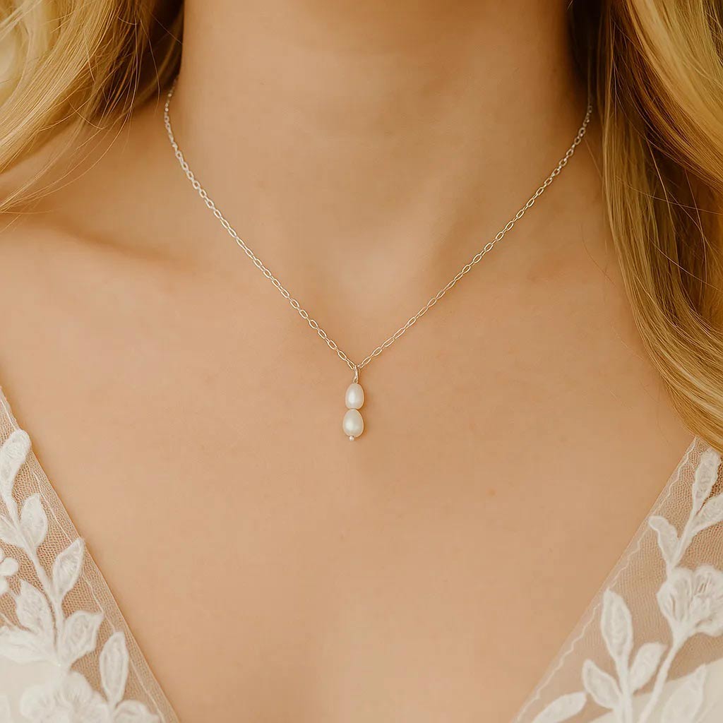 Fleur Céleste Silver Double Baroque Pearl Necklace