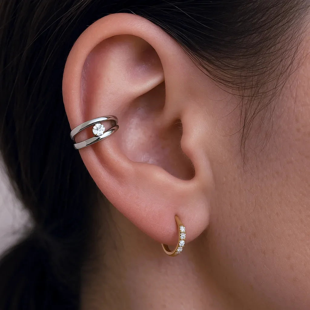 Silver 8mm Double Hoop Helix Piercing