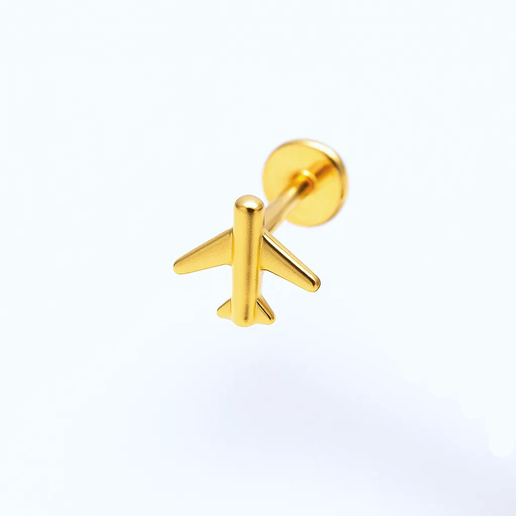 Tiny Plane Stud Titanium Piercing