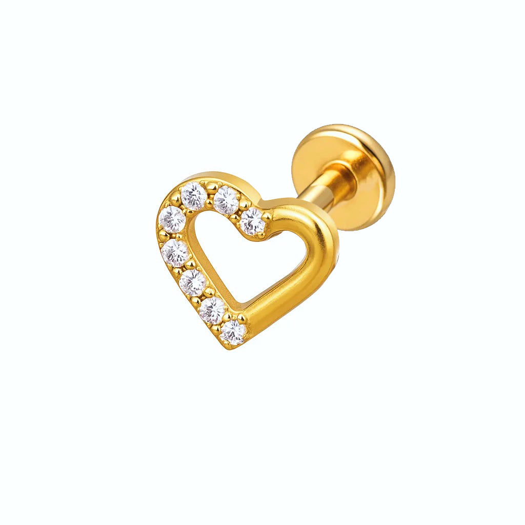 Crystal Heart Tiny Titanium Piercing