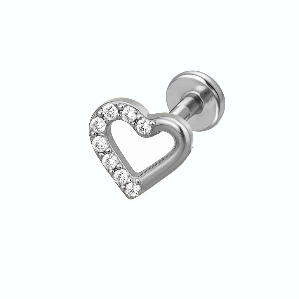 Crystal Heart Tiny Titanium Piercing