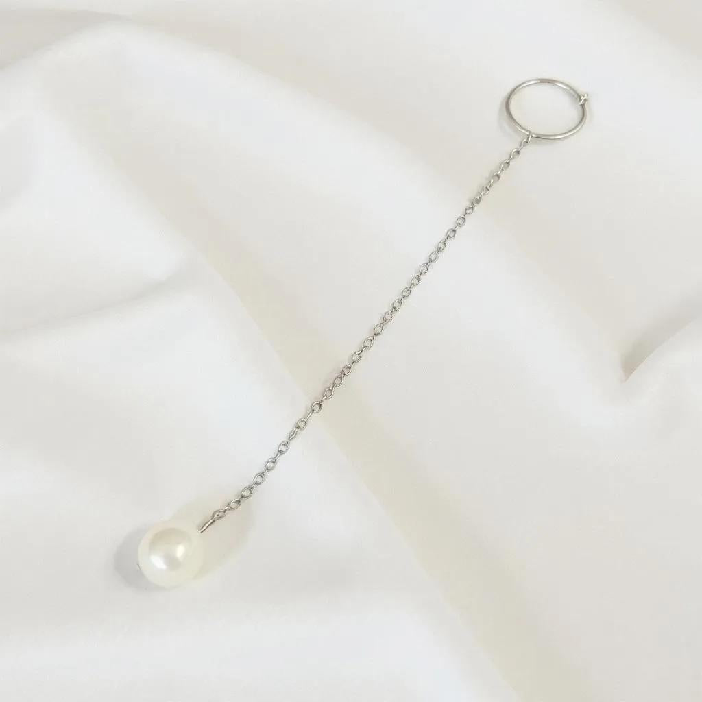 Silva Opale Silver Long Pearl Drop Earrings