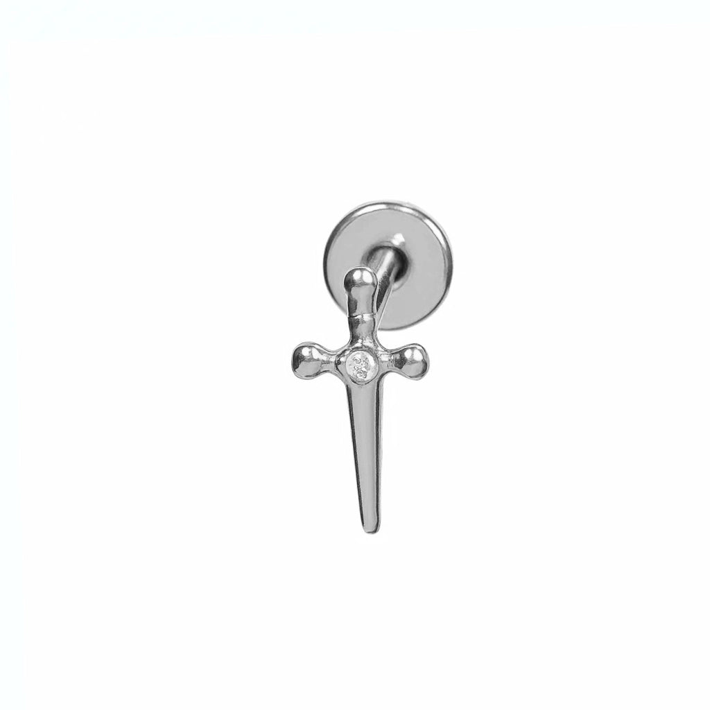 Cubic Zirconia Cross Charm Pendant Titanium Piercing