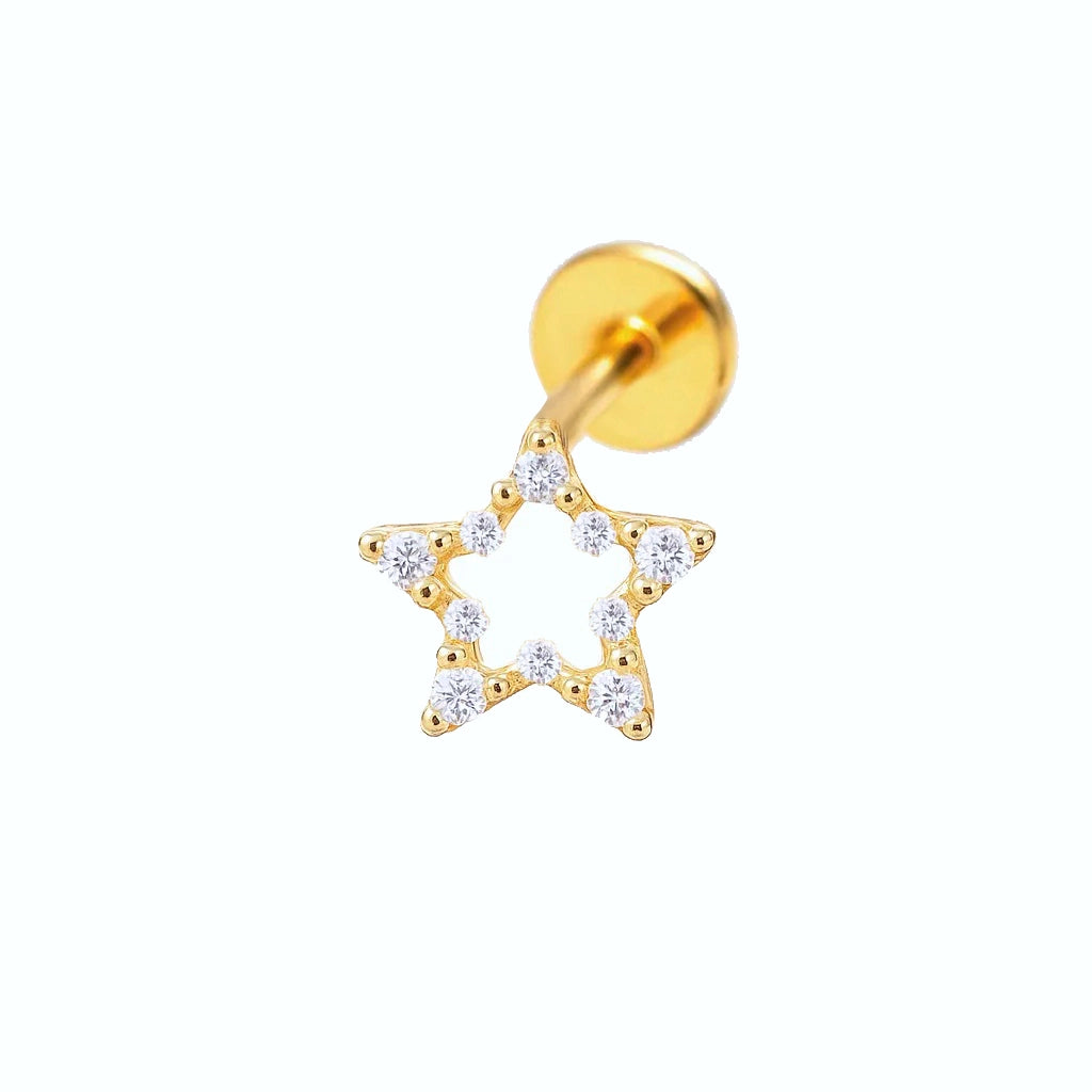 Cubic Zirconia Star Titanium Piercing