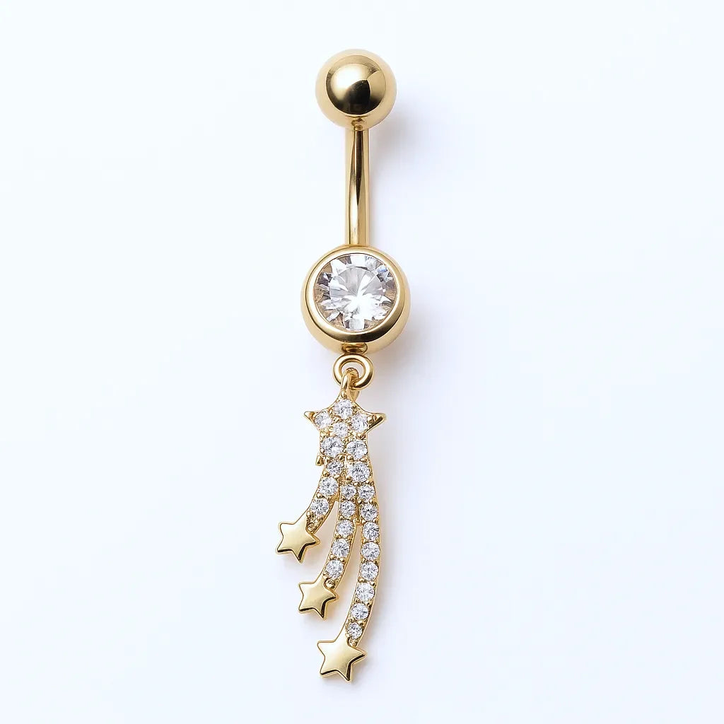 Surgical Steel Cubic Zirconia Shooting Star Navel Piercing