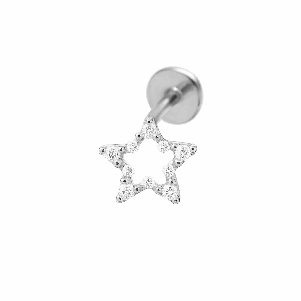 Cubic Zirconia Star Titanium Piercing