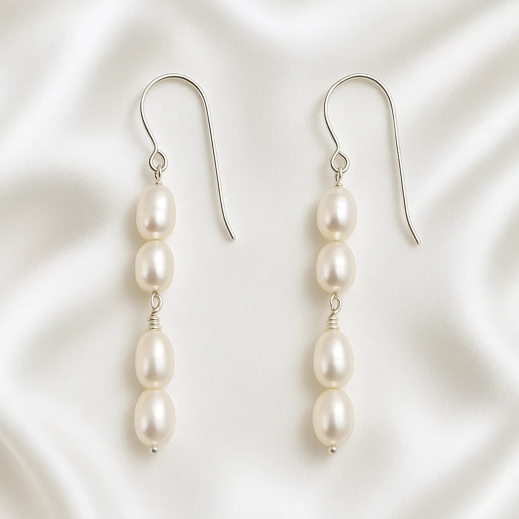 Solea Alba Silver Pearl Drop Earrings