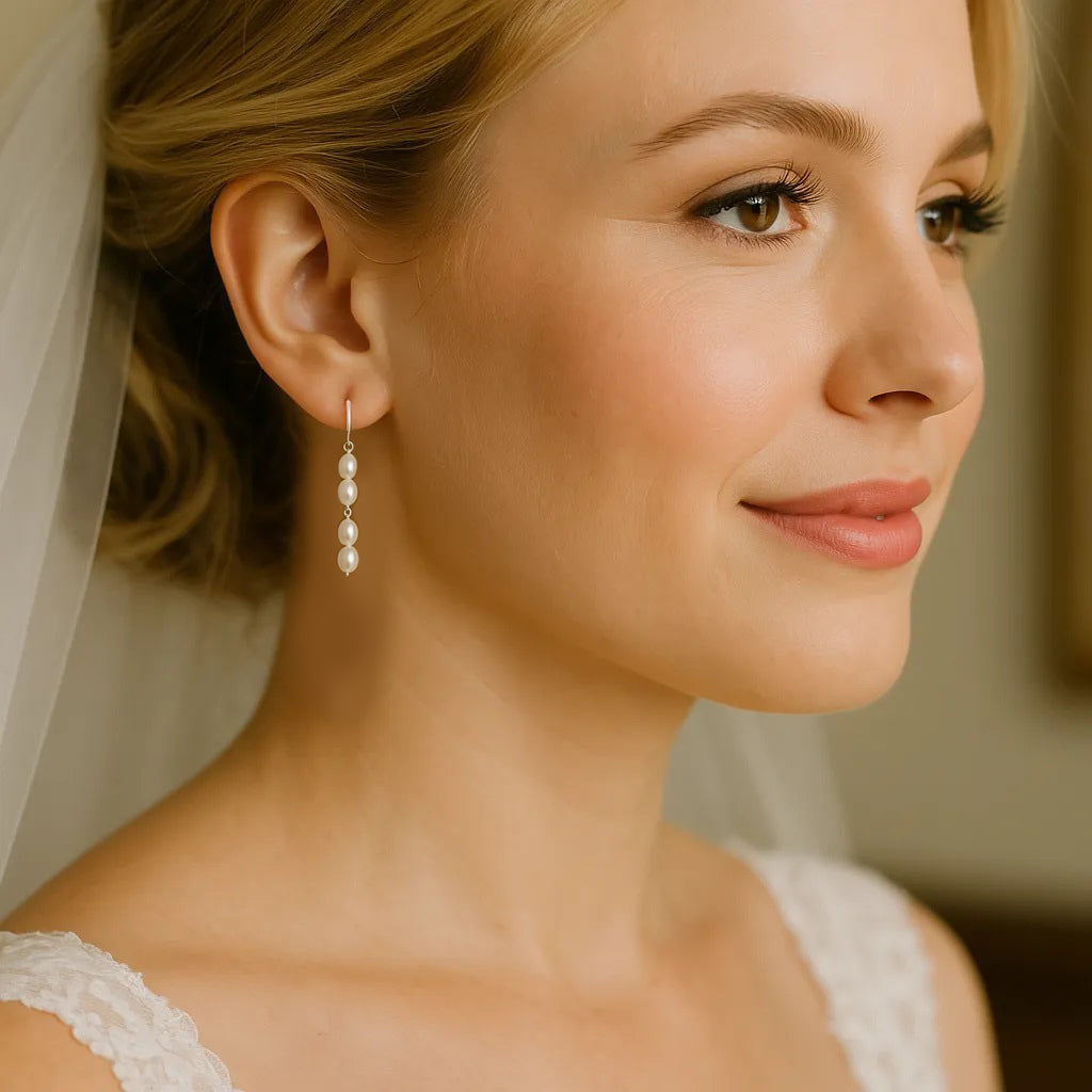 Solea Alba Silver Pearl Drop Earrings