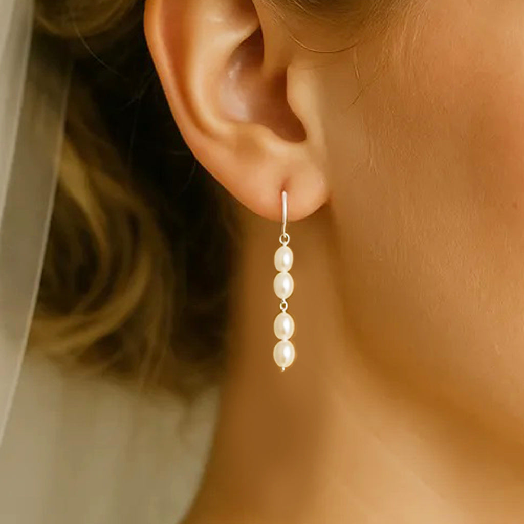 Solea Alba Silver Pearl Drop Earrings