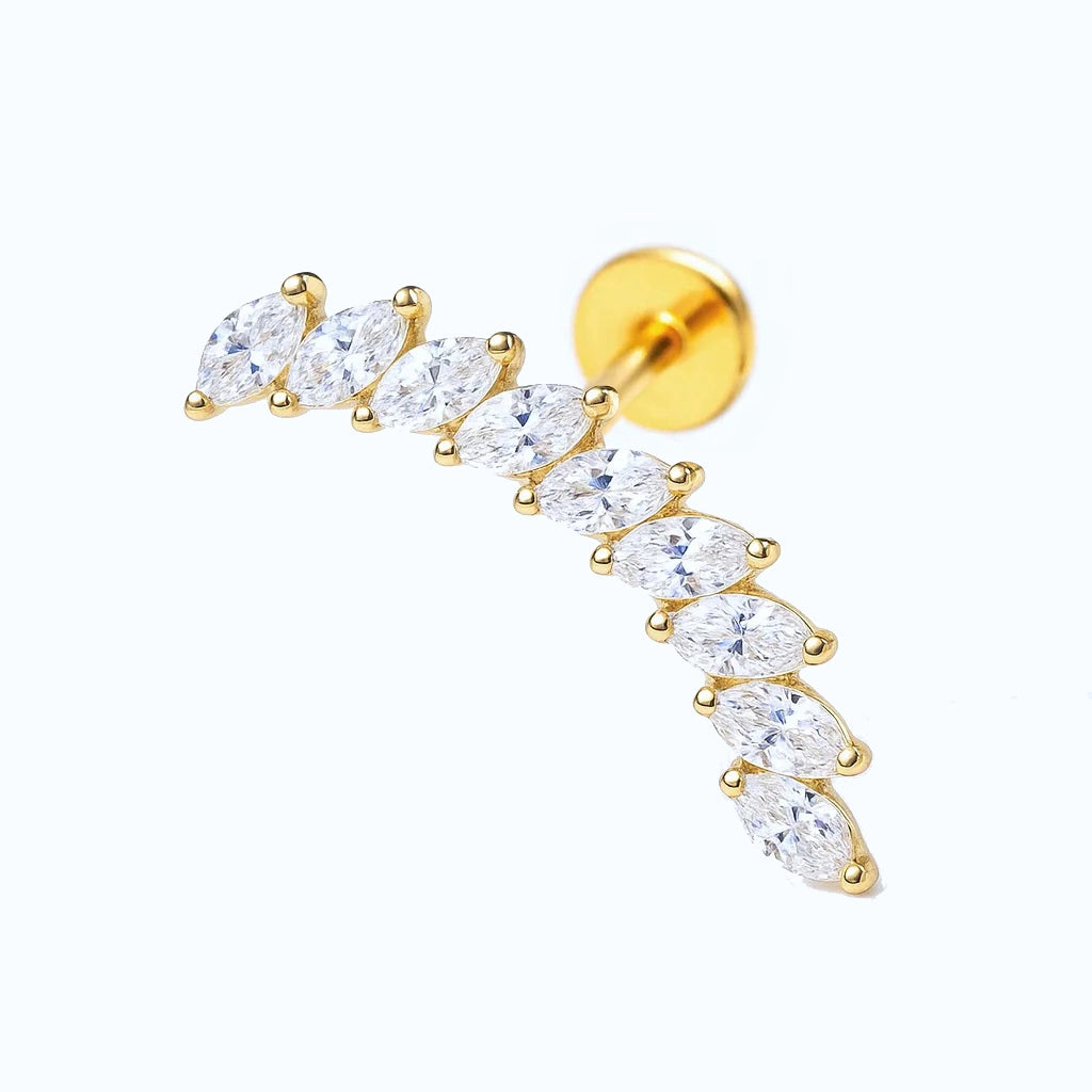 Cubic Zirconia Classic Design Titanium Piercing