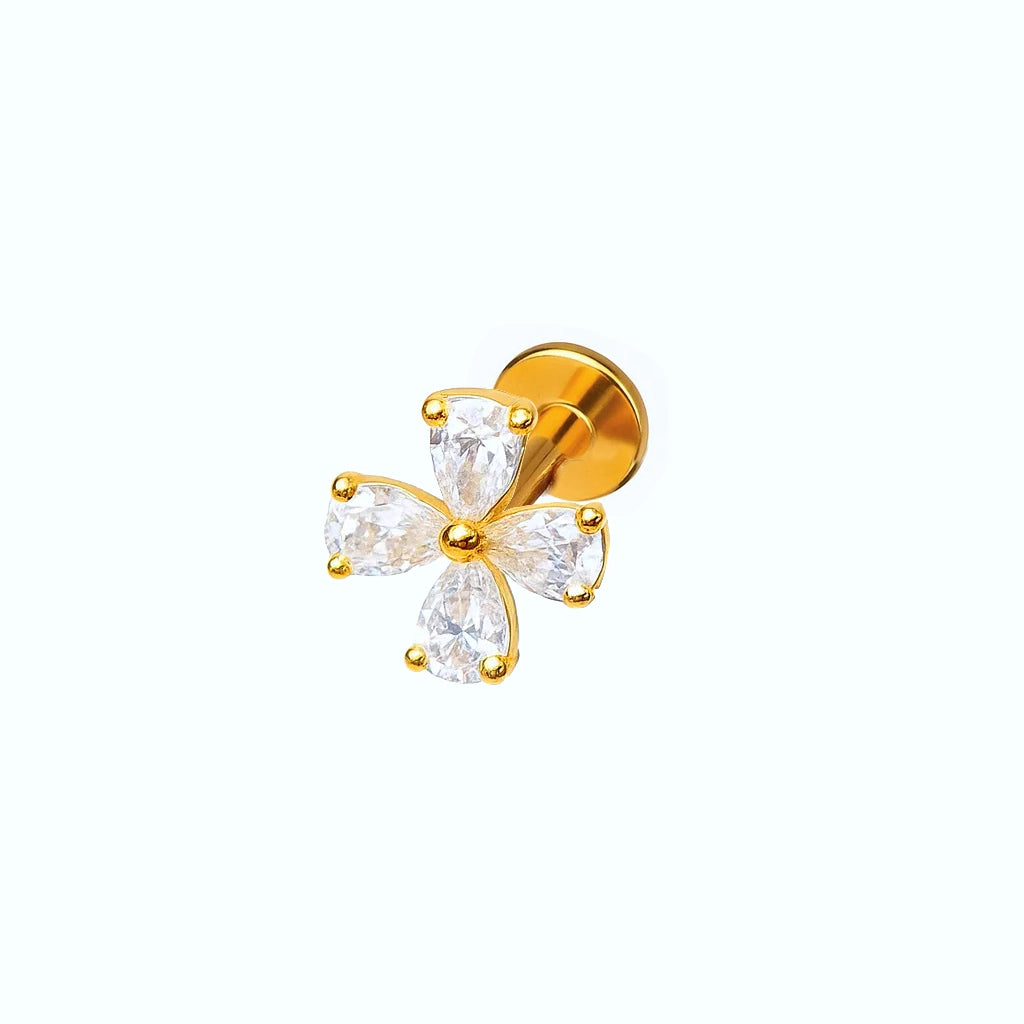 Cubic Zirconia Daisy Design Titanium Piercing