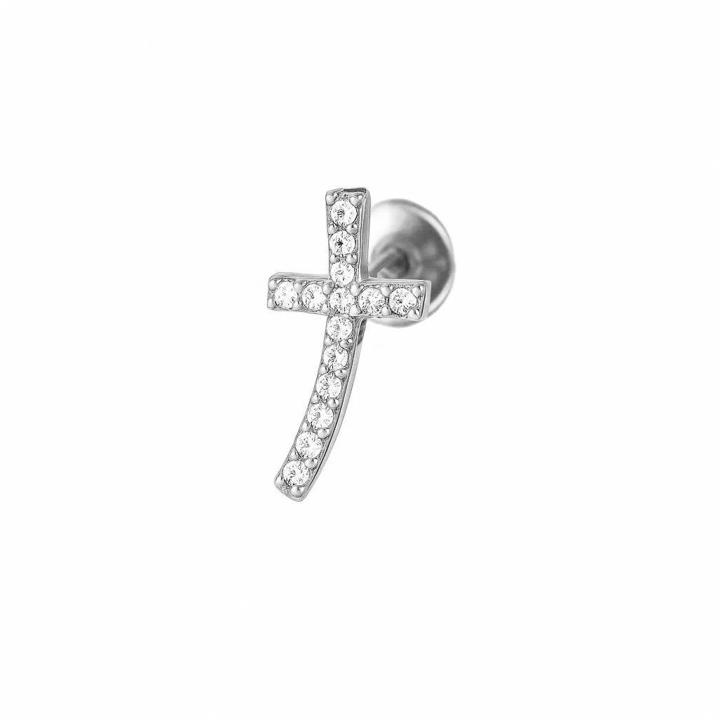 Cubic Zirconia Cross Charm Pendant Design Titanium Piercing