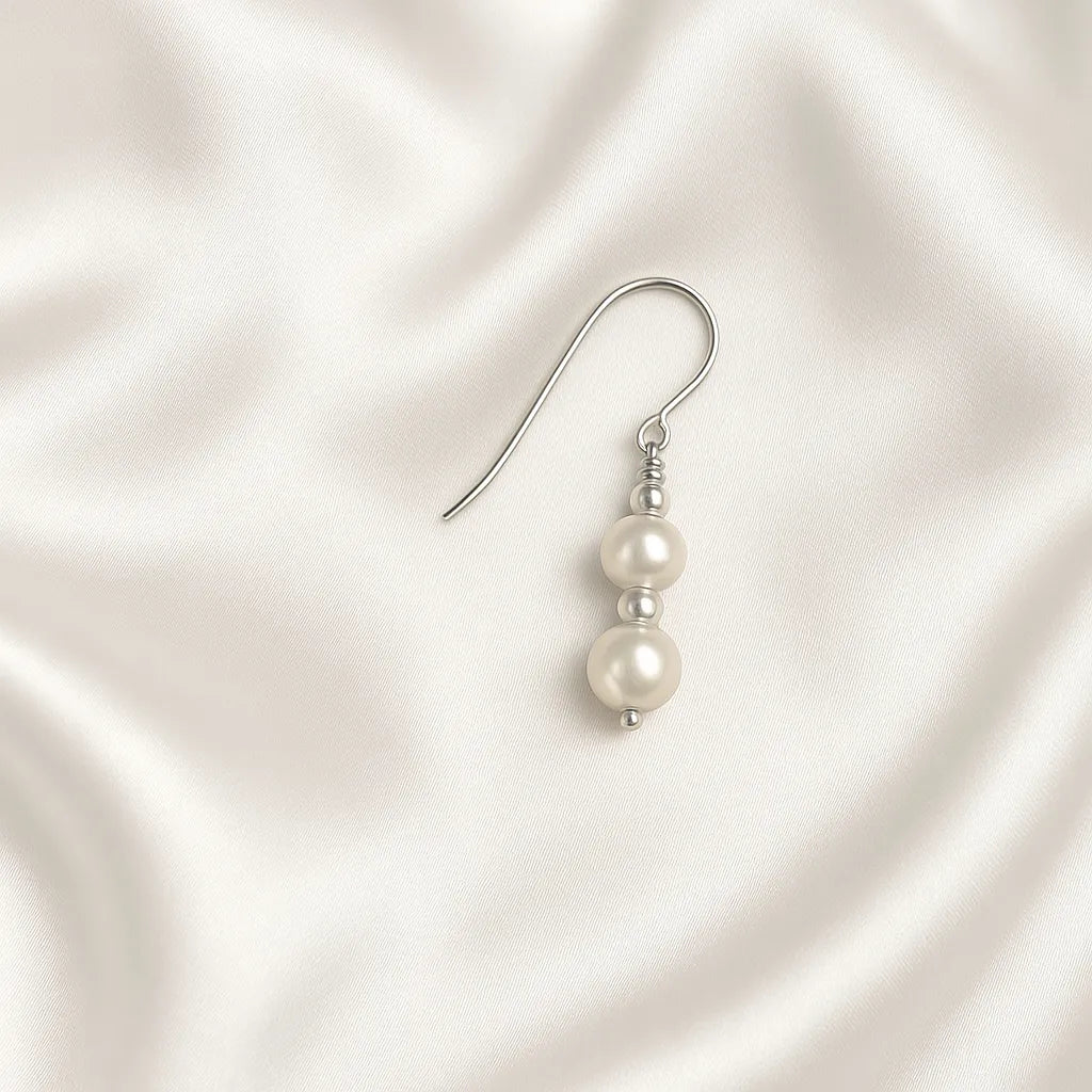 Fleur Céleste Silver Hook Pearl Earrings