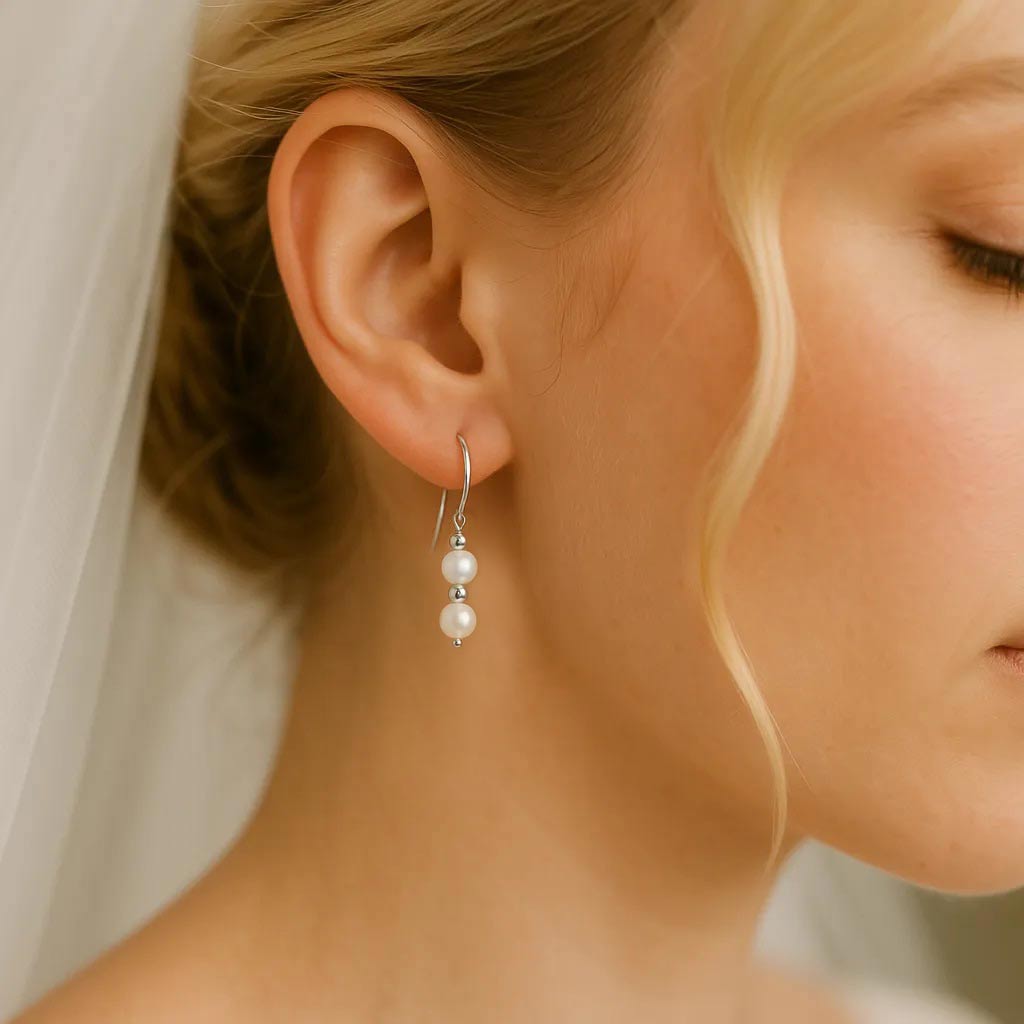 Fleur Céleste Silver Hook Pearl Earrings
