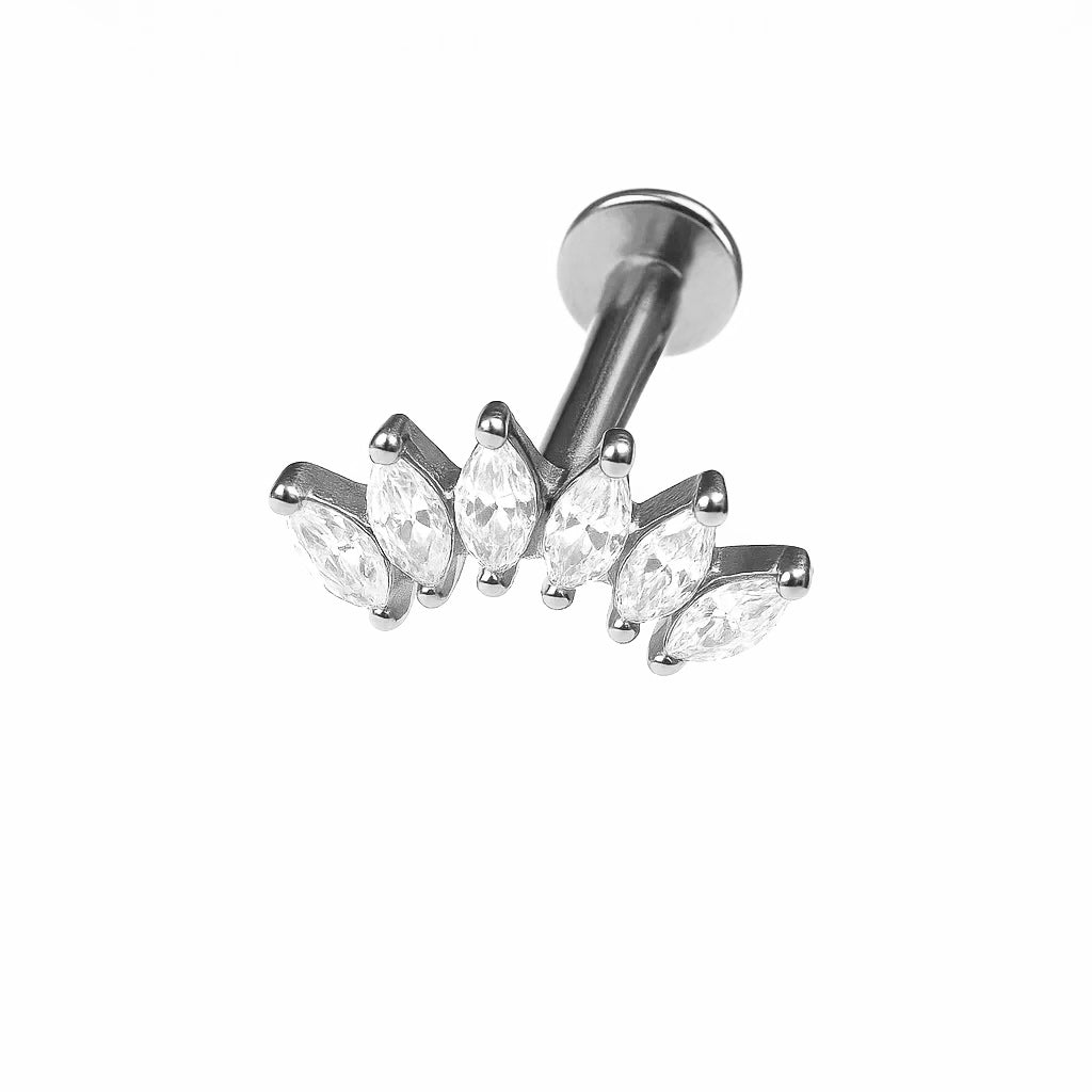 Cubic Zirconia Stacked Titanium Piercing