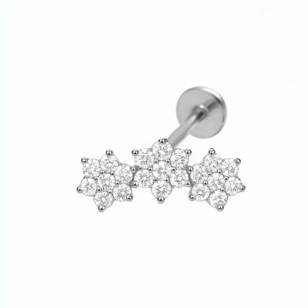 Cubic Zirconia Stars Design Titanium Piercing