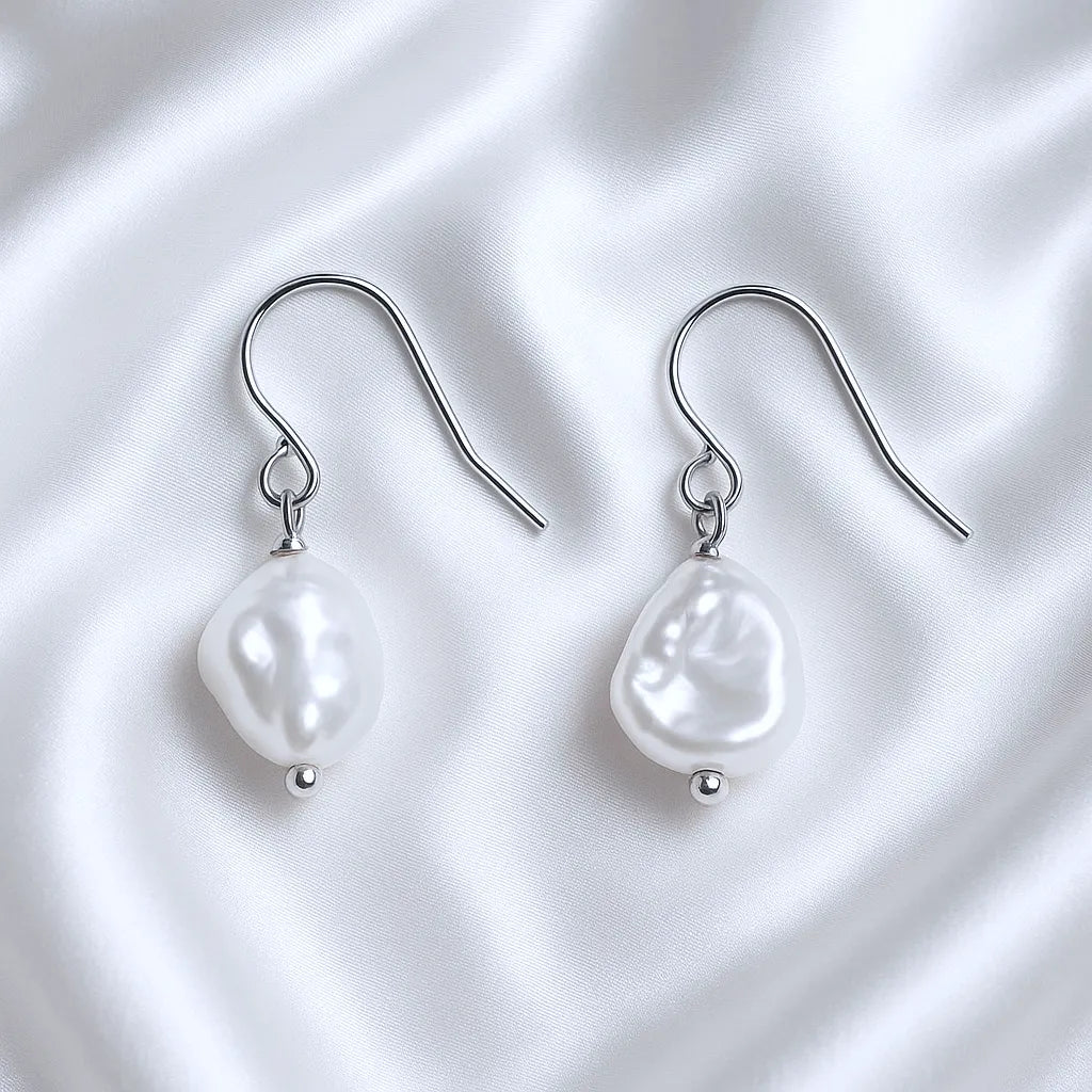 Clair de Rêve Baroque Fresh Water Hook Pearl Earrings