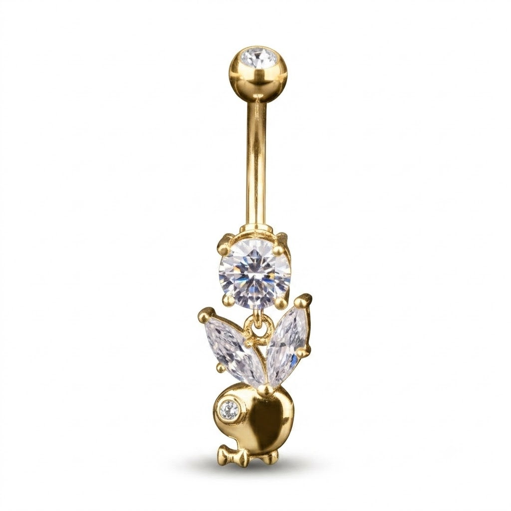 Crystal Bunny Belly Bar | 316L Surgical Steel Navel Piercing