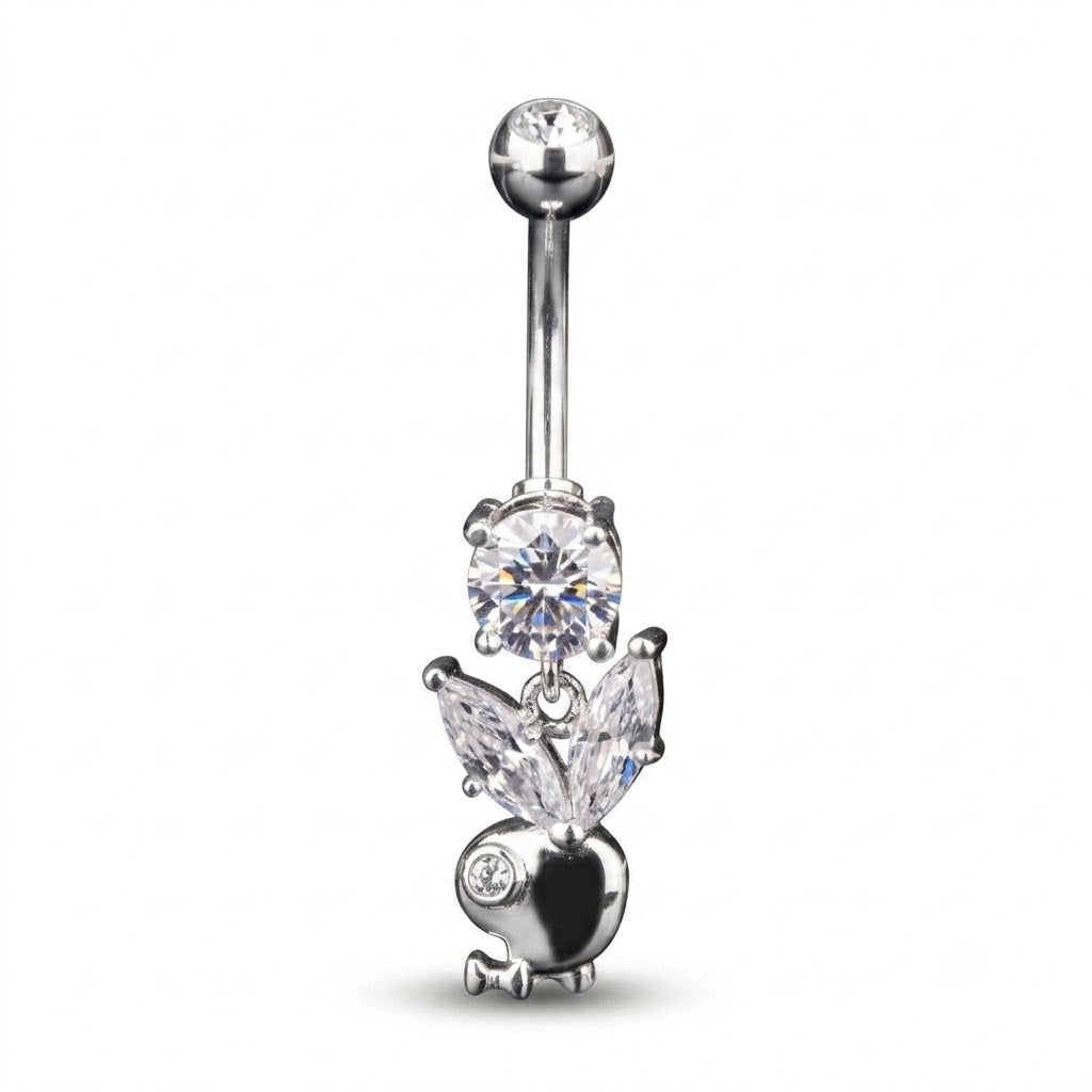Crystal Bunny Belly Bar | 316L Surgical Steel Navel Piercing