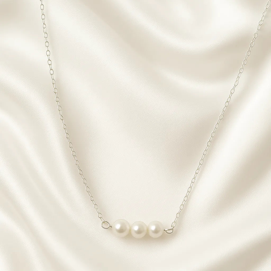 Silver Triple Baroque Pearl Necklace