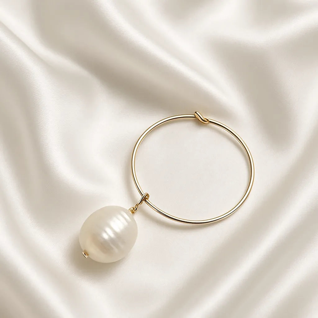 Voile d’Or Large Drop Pearl Earrings