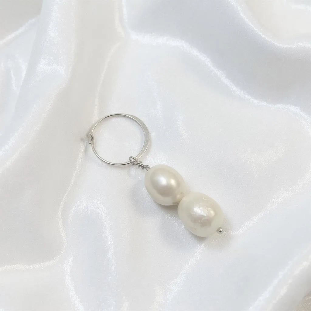 Silva Opale Silver Double Pearl Drop Earrings