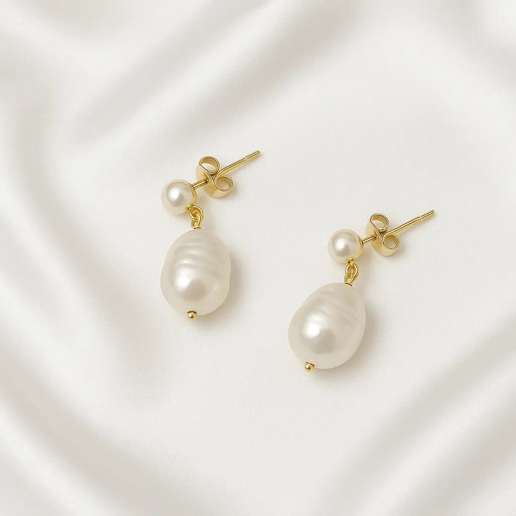 Silva Opale Double Pearl Stud Earrings